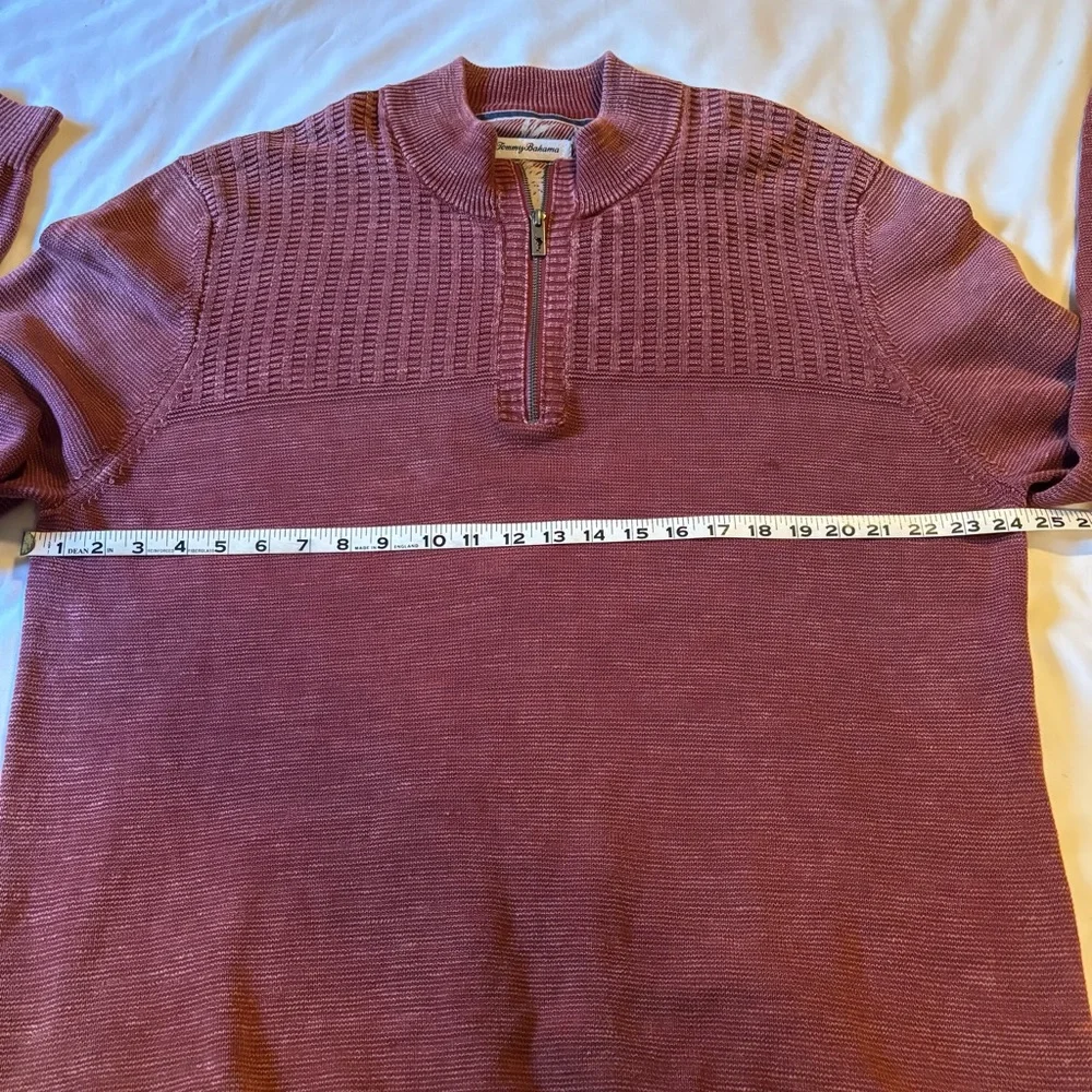 Tommy Bahama Half Zip Cotton Sweater Maroon Red Size XL Quarter Zip